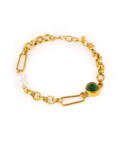 Emerald Heart Bracelet Set