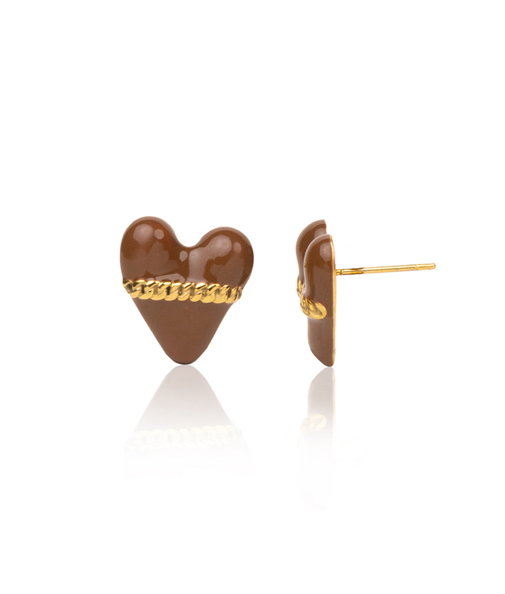 Chocolate Covered Heart Earrings