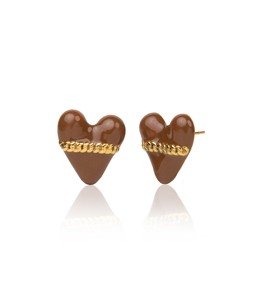 Chocolate Covered Heart Earrings