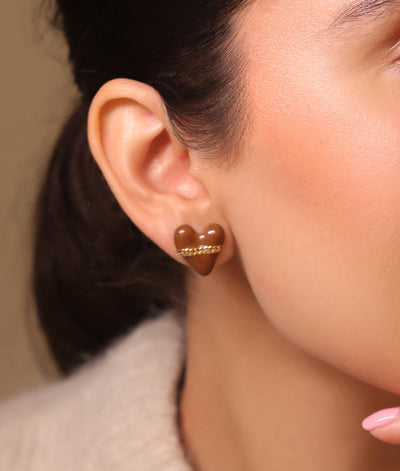 Chocolate Covered Heart Earrings