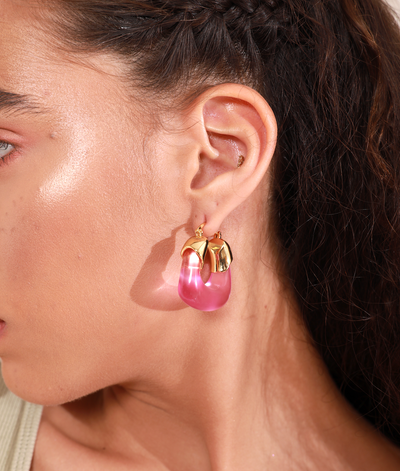 Flamingo Pink Hoop Earrings