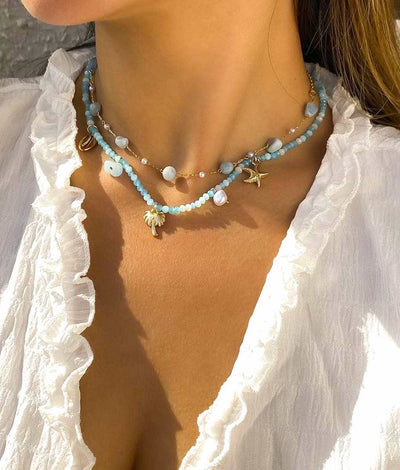 turquoise blue bead necklace 