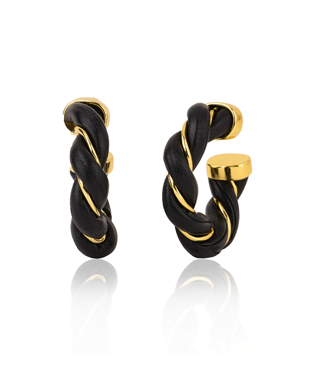 The Onyx Leather Hoops