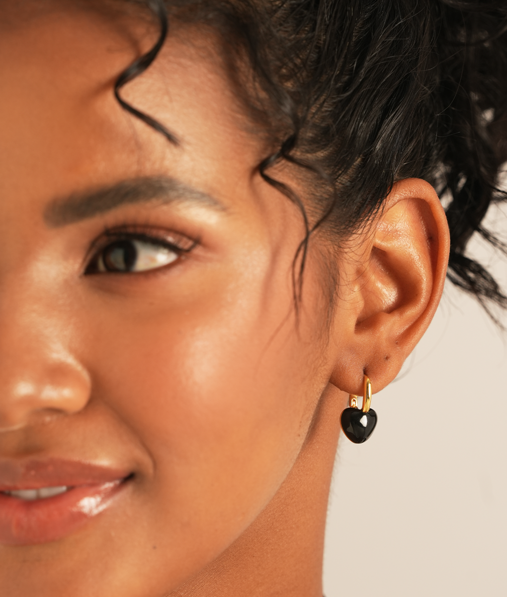 Little Heart Earrings - Black