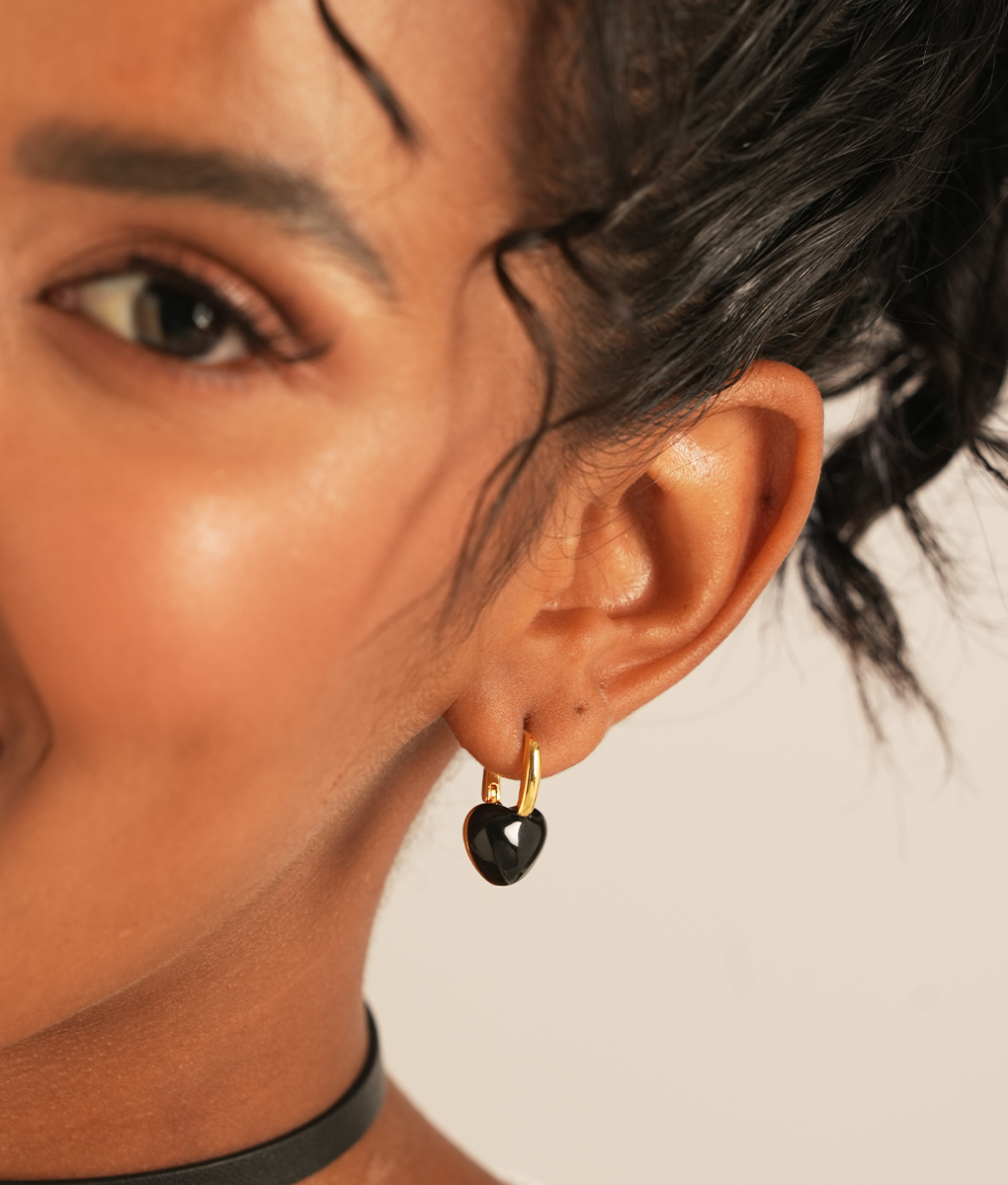 Little Heart Earrings - Black
