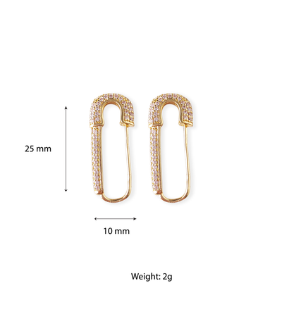 Diamontee Safety Pin Earrings