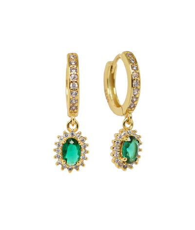 Oval emerald drop earrings