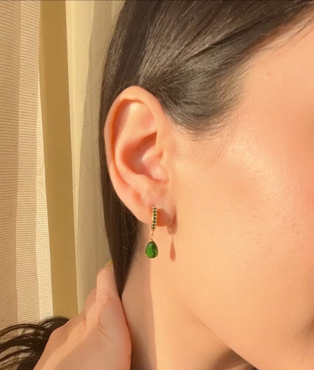 emerald drop earring