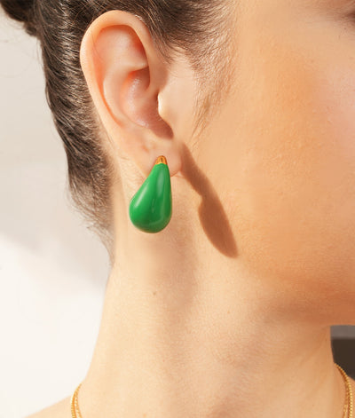 drop-shaped green enamel studs
