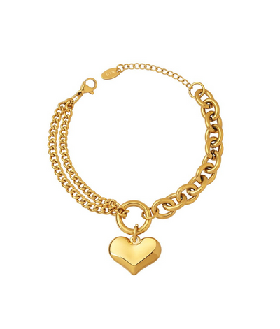 Gold heart charm bracelet