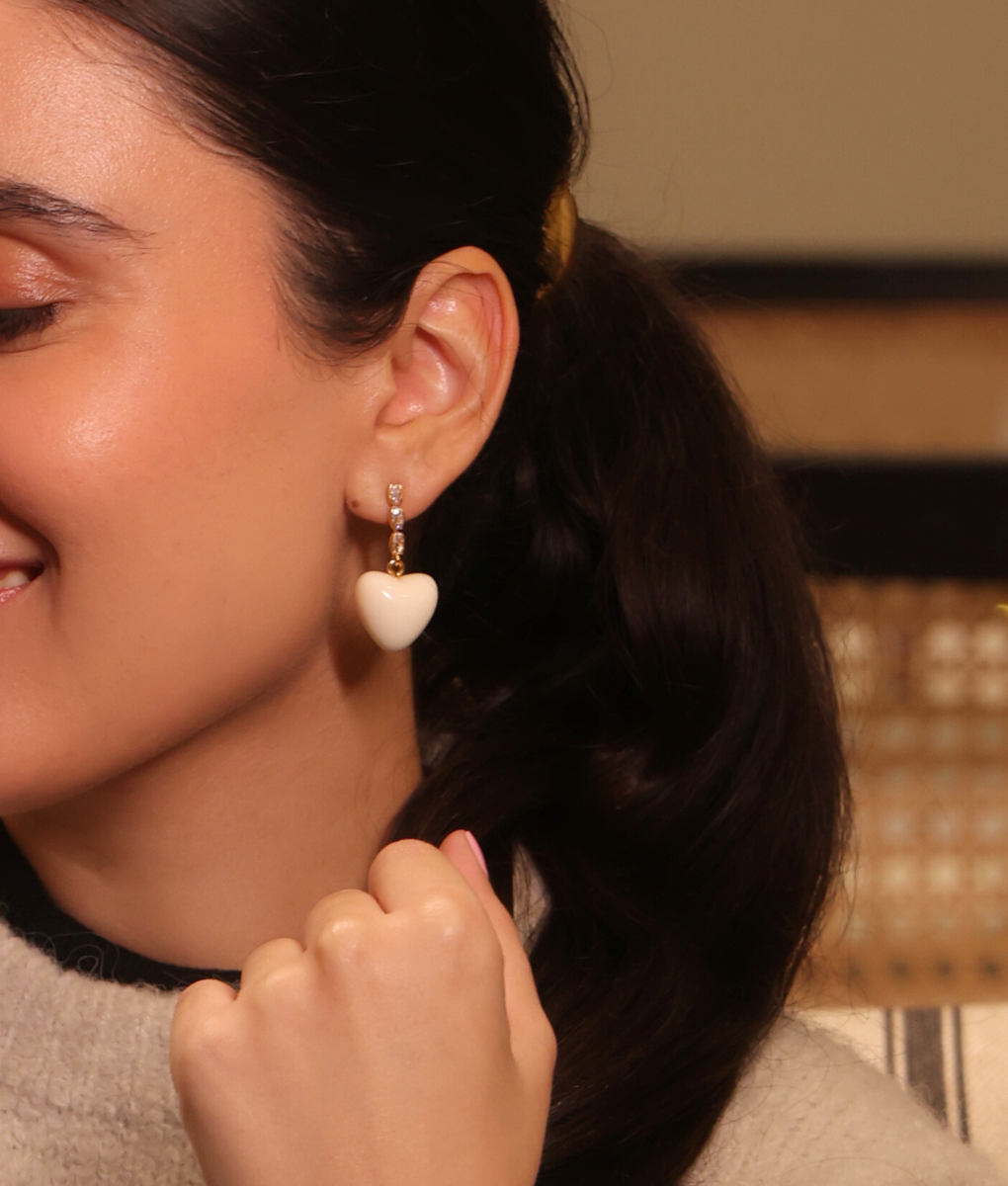 The Moonstone Heart Earrings