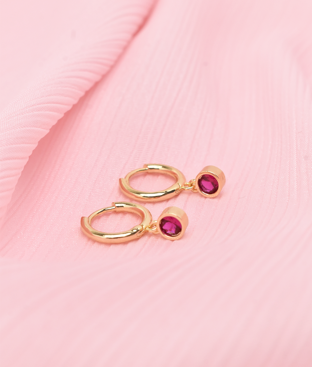 pink stone drop earrings