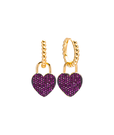 Purple Berry Heart Earrings