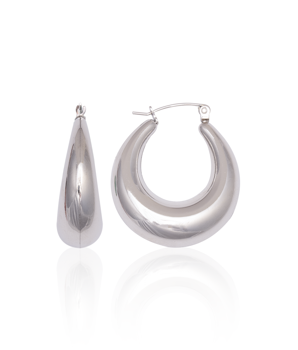 Classic Silver Oval Hoops