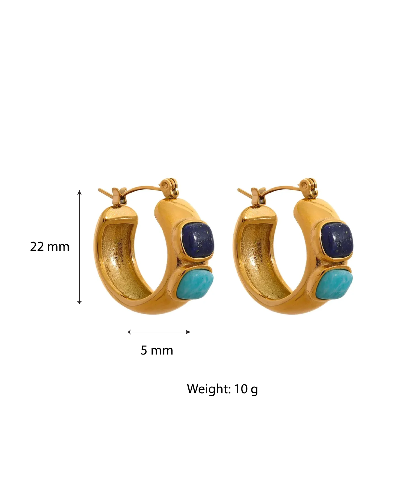 Turq Gold Hoop Earrings