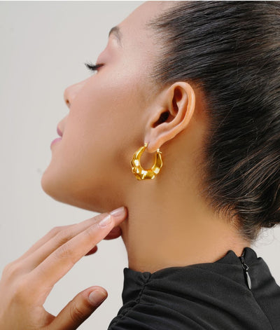 The Walnut Gold Hoops