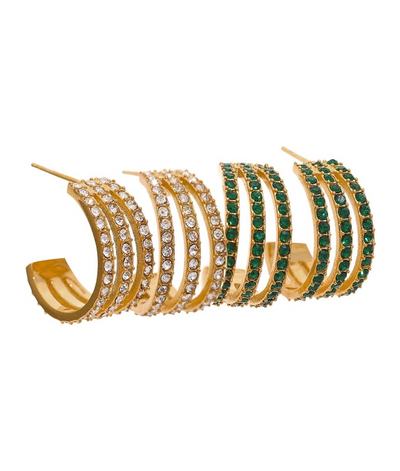 crystal hoop earrings #color_emerald