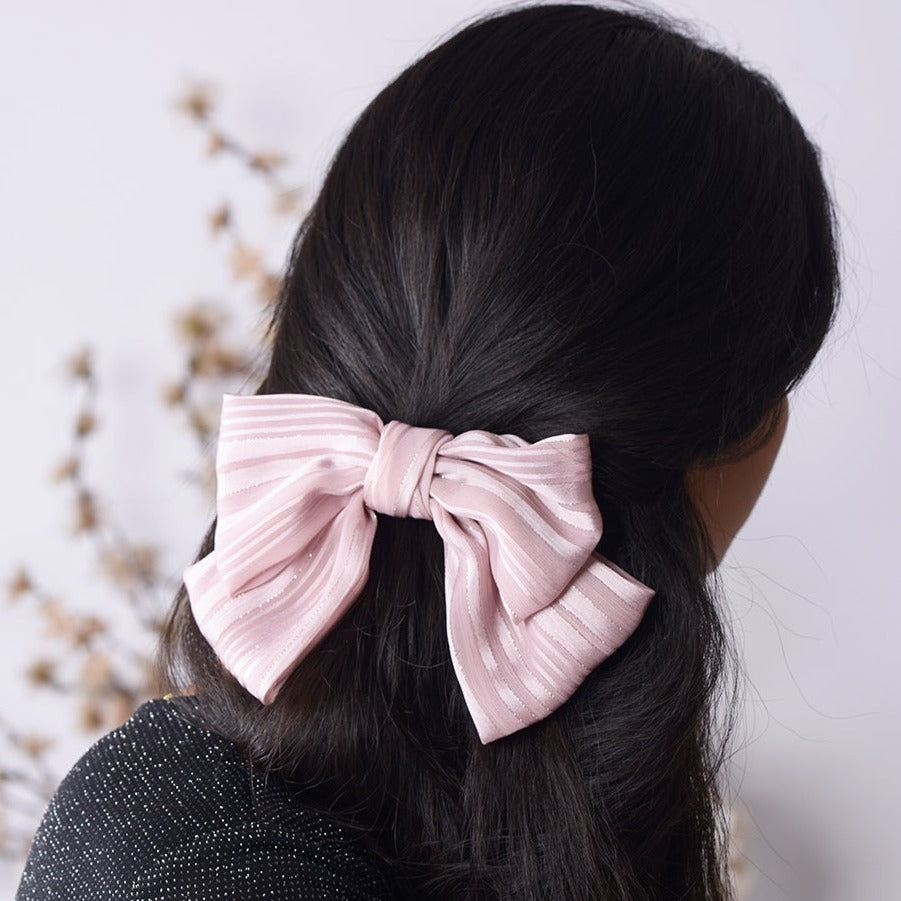Blush Pink Stripes bow