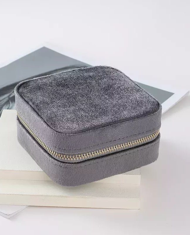 Luxe Velvet Grey Mini Travel Case