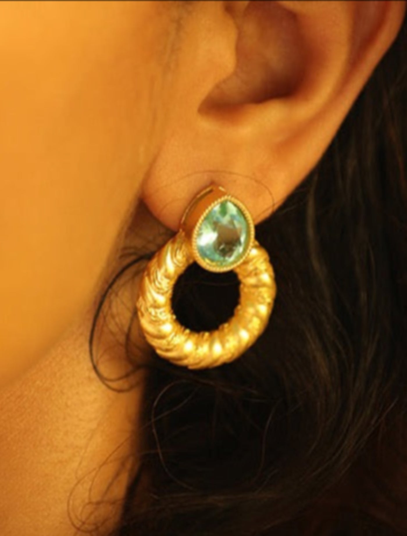 gold and crystal earring